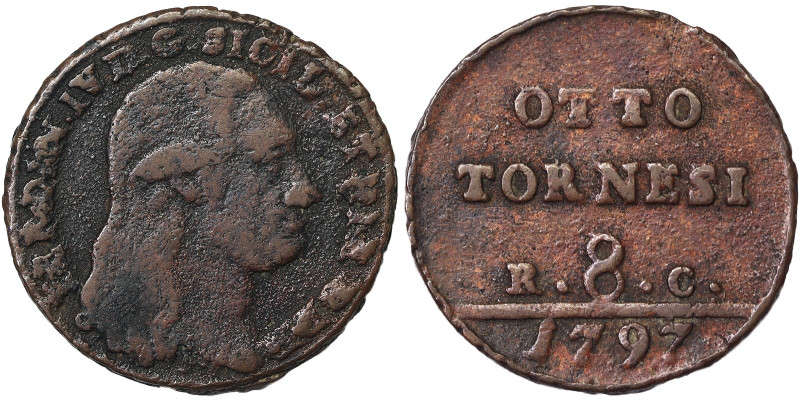 Naples, Ferdinando IV of Borbone 1st Period (1759-1799), 8 Tornesi, 1797, Naples...