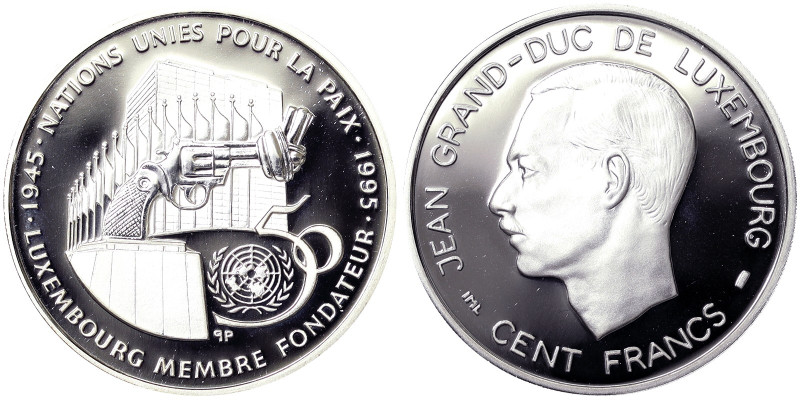 Grand Duchy, Jean (1964-2000), 100 Francs, 1995, Ag. 16,10 g , KM 70, PROOF