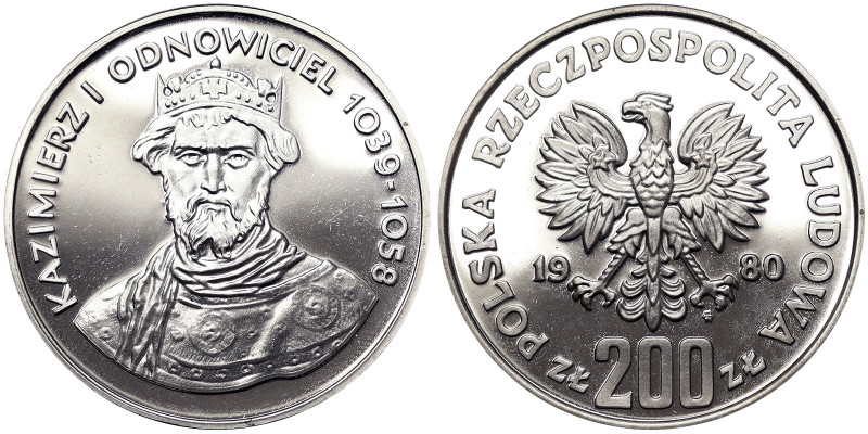 Republic (1945-date), 200 Zlotych, 1980, Kazimier I. Ag. 17,60 g, Y 118, PROOF