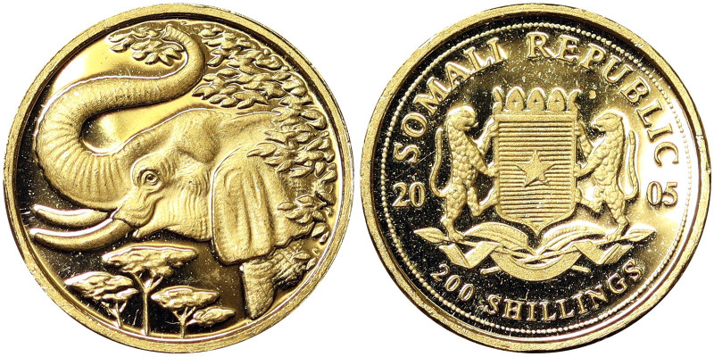 Republic (1960-date), 200 Shillings, 2005, Au. 0,50 g, KM 176, PROOF