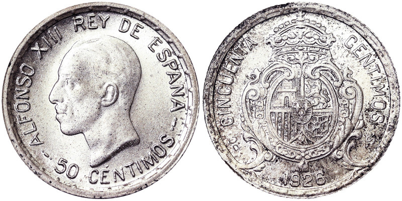 Kingdom, Alfonso XIII (1886-1931), 50 Centimos, 1926, Madrid, Ag. 2,50 g, Calicò...