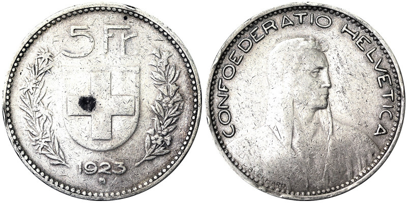 Swiss Confederation (1848-date), 5 Francs, 1923, Bern, Ag. 25,00 g, KM 37, VF