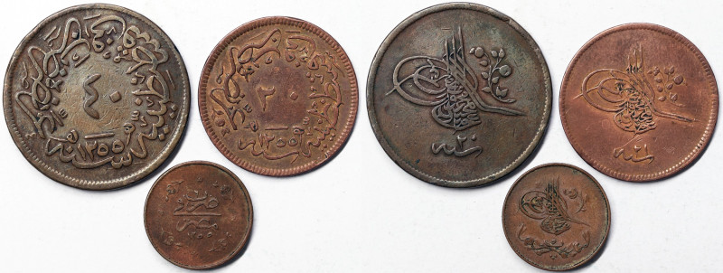 Sultanate, Abdul Mejid (1255-1277 AH) (1839-1861 AD), Lot, 3 pcs.: 40 Para 1255 ...