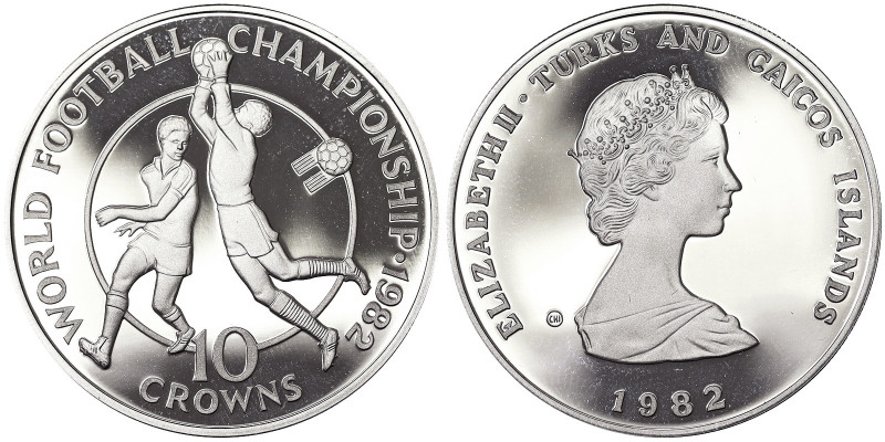 British Colony, Elizabeth II (1952-2022), 10 Crowns, 1982, World Football Champi...