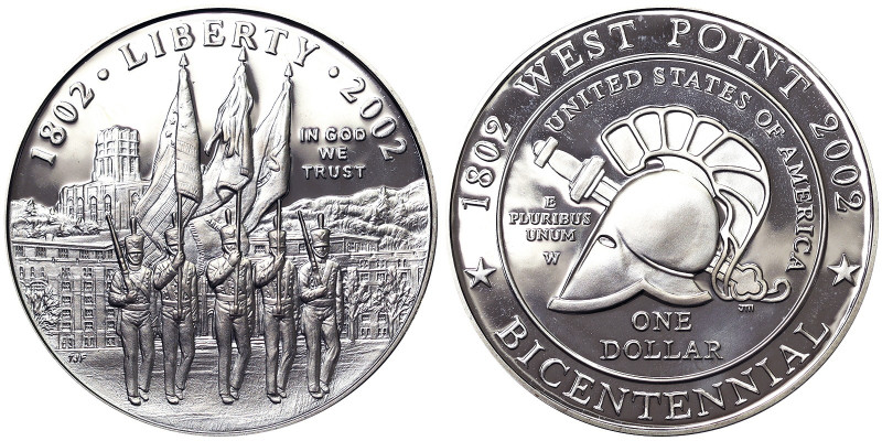 , 1 Dollar, 2002, United States Military Academy at West Point - Bicentennial. A...