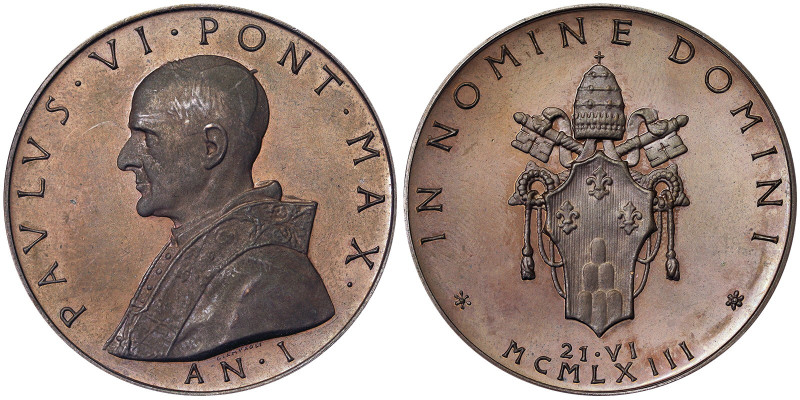 , Paolo VI (1963-1978), Medal, 1963, Rome, Official. Year I. Opus: P.Giampaoli. ...