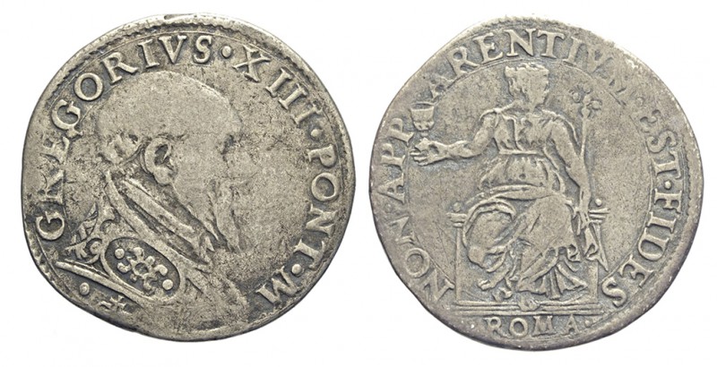Roma Testone 1572-1585

Roma, Gregorio XIII (1572-1585), Testone s.d., RR Ag m...