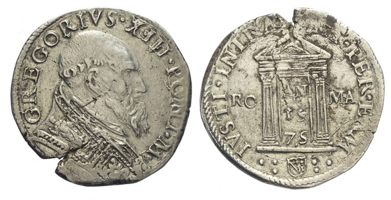 Roma Testone 1575

Roma, Gregorio XIII, Testone 1575, Rara Ag mm 30,5 g 9,60 f...