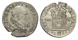Roma Testone 1575

Roma, Gregorio XIII, Testone 1575, Rara Ag mm 30,5 g 9,60 frattura altrimenti BB+