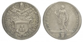 Roma Testone 1700-1721

Roma, Clemente XI (1700-1721), Testone con S. Pietro, Rara Ag mm 31 g 9,13 bella patina SPL