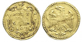 Modena 103 Soldi 1628-1658

Modena, Francesco I d'Este (1628-1658), Scudino d'oro da 103 Soldi, Au mm 16 g 1,14 piega ripresa, BB