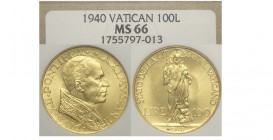 Roma 100 Lire 1940

Roma, Pio XII, 100 Lire 1940, Rara, Au mm 20,7 g 5,19 Slab NGC MS66