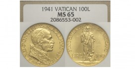 Roma 100 Lire 1941

Roma, Pio XII, 100 Lire 1941, Rara, Au mm 20,7 g 5,19 Slab NGC MS65