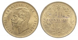 10 Centesimi 1867 H

Regno d'Italia, Vittorio Emanuele II, 10 Centesimi 1867 H, Cu mm 30, Rame rosso FDC