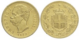 20 Lire 1879

Regno d'Italia, Umberto I, 20 Lire 1879, Au mm 21 g 6,43, BB