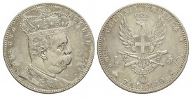 5 Lire 1891

Regno d'Italia, Umberto I Colonia Eritrea, 5 Lire 1891, Rara Ag mm 40 g 27,95, BB