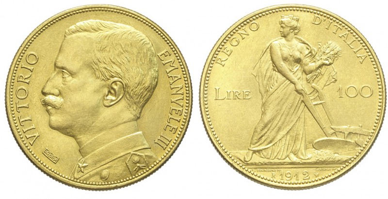 100 Lire 1912

Regno d'Italia, Vittorio Emanuele III, 100 Lire 1912, RR, Au mm...