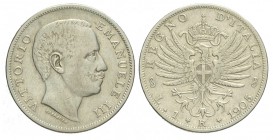 Lira 1905

Regno d'Italia, Vittorio Emanuele III, Lira 1905, RR Ag mm 23 BB