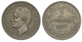 2 Centesimi 1907

Regno d'Italia, Vittorio Emanuele III, 2 Centesimi 1907, RR Cu mm 20 BB