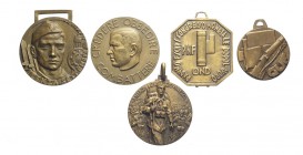 5 medaglie fasciste

Lotto di 5 medaglie del periodo fascista, Br, SPL