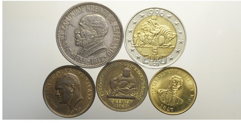 Token Lotto

Lotto di 5 Token, segnaliamo: Esperanto 25 Steloj 1965 (u) Bruce ...