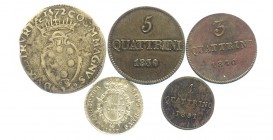 Firenze Lotto

Firenze, Lotto di 5 monete: Giulio 1572 Rara MB, 1/2 Paolo 1857 SPL-FDC, 3 Quattrini 1840 SPL-FDC, Quattrino 1851 SPL, 5 Quattrini 18...