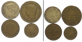 Napoli Lotto

Napoli, Lotto di 4 monete: 2 Tornesi 1826 Rara q.SPL, Tornese 1817 Rara MB-BB, 2 Grana 1810 MB+, Tarì 1692 BB