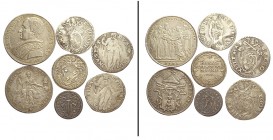 Papali Lotto

Lotto di 7 monete papali: Scudo 1831 traccia di appiccagnolo BB-SPL, 1/2 Scudo 1823 Bologna lieve traccia di abrasione al contorno BB-...