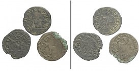 Reggio Emilia Lotto Sesini 1559-1597

Reggio Emilia, Alfonso II d'Este, Sesino con l'Unicorno, lotto di 3 esemplari, Rari MIR 1347, 1348, Mi MB+÷BB