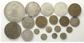 Austria lot

Austria, Lotto di 19 monete 1700-1861, segnaliamo: 7 Kreuzer 1802 C q.FDC, 20 Kreuzer 1804 G SPL+, Thaler 1780 Hafner 49a SPL
