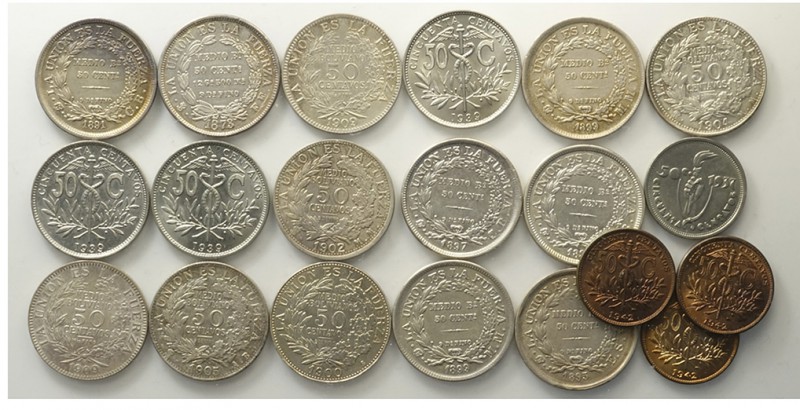 Bolivia Lot

Bolivia, Decimal Coniage, Lotto di 20 monete da 50 Centavos 1873-...