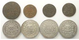 Brazil Lot

Brazil, Empire, Lotto di 9 monete 1816-1825, segnaliamo: 960 Reis 1816 (lily countermak) KM-307 BB, 960 Reis 1818 R (coniato su 8 reales...