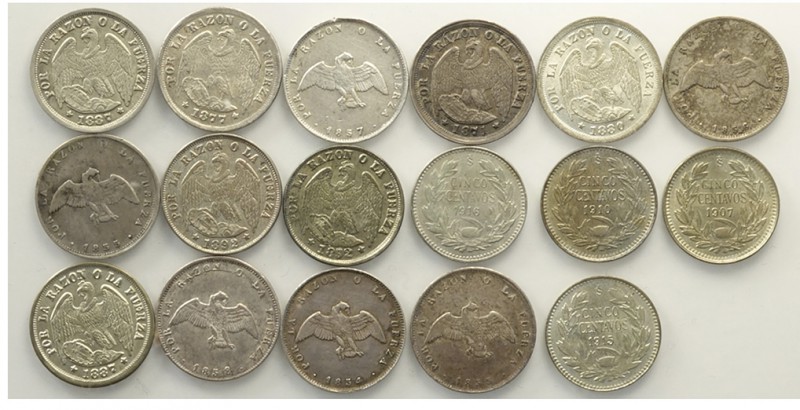 Chile Lot

Chile, Decimal Coniage, Lotto di 17 monete da 5 Centavos, segnaliam...