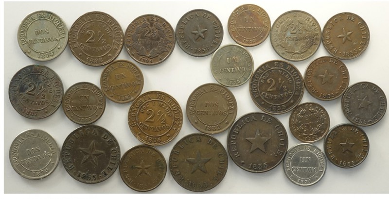 Chile Lot

Chile, Decimal Coniage, Lotto di 24 monete da 1/2 Centavo a 2,5 Cen...