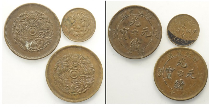 China Lot

China, Chekiang, Lotto di 3 monete, segnaliamo: 10 Cash (1903-1906)...