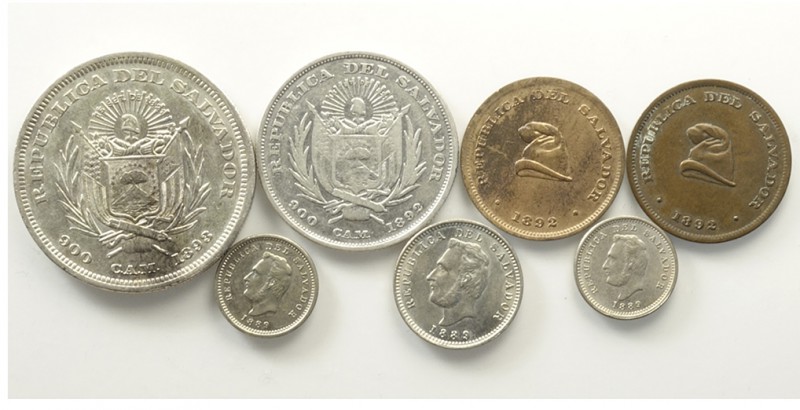 El Salvador Lot

El Salvador, Lotto di 7 monete 1889-1893, segnaliamo: Peso 18...