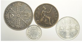 Great Britain Lot

Great Britain, Victoria, Lotto di 4 monete, segnaliamo: 6 Pence 1884 KM-757 SPL, Double Florin 1887 roman1 KM-763 BB-SPL, Florin ...