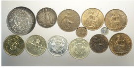 Great Britain Lot

Great Britain, lotto di 13 monete 1902-1994, segnaliamo: Crown 1937 KM-857 SPL, 1/3 Farthing 1902 KM-791 FDC red copper