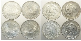 Mexico Lot

Mexico, Lotto di 4 monete 1884-1886 da 8 Reales: 1884 Go BR KM-377.8 cleaned SPL+, 1884 Zs JS KM-377.13 cleaned SPL, 1886 Zs FZ KM-377.1...