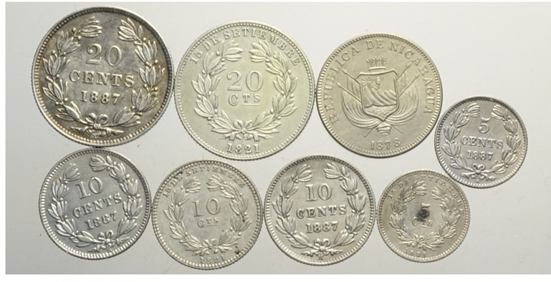 Nicaragua Lot

Nicaragua, Lotto di 8 monete 1880-1887, segnaliamo: 20 Centavos...