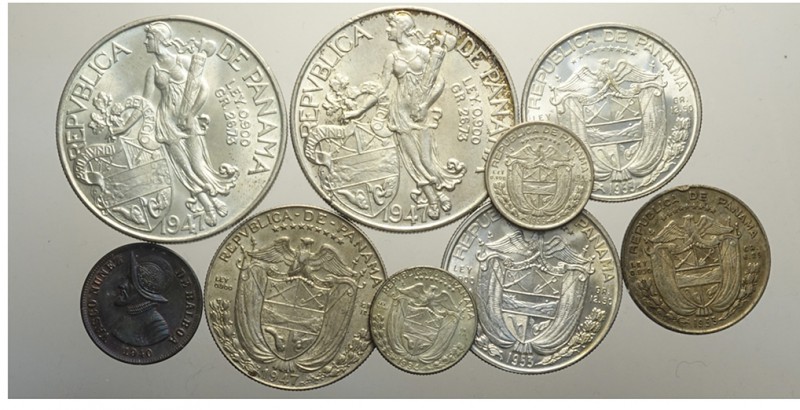 Panama Lot

Panama, Lotto di 9 monete 1934-1953, segnaliamo: 1/10 Balboa 1934 ...