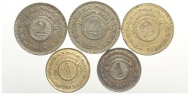 Paraguay Lot

Paraguay, Lotto di 5 monete 1870, segnaliamo: 2 Centesimos KM-3 SPL (3 pz), Centesimo KM-2 SPL-FDC