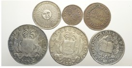 Peru Lot

Peru, Lotto di 6 monete 1821-1826, segnaliamo: 1/2 Peso 1821 Fonr. 8998 SPL, 8 Reales 1822 Limae JP KM-136 segni al bordo BB-SPL, 6 Reales...