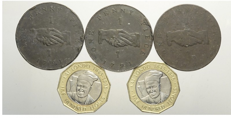 Sierra Leone Lot

Sierra Leone, Lotto di 5 monete, segnaliamo: Penny 1791 KM-2...