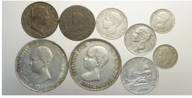 Spain Lot

Spain, Lotto di 9 monete 1812-1896 segnaliamo: 5 Pesetas 1888 (88) MP M KM-689 SPL+, 5 Pesetas 1890 (90) MP M KM-689 q.SPL, Peseta 1876 (...