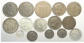 Spain Lot

Spain, Lotto di 15 monete 1812-1937 segnaliamo: 10 Reales 1862 KM-611.2 SPL, Barcelona Peseta 1813 KM-70 MB