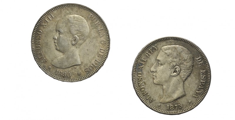 Spain Lot

Spain, Lotto di 2 monete: 5 Pesetas 1875 (*75*) BB+, 5 Pesetas 1890...