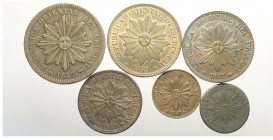 Uruguay Lot

Uruguay, Lotto di 6 monete 1854-1869, segnaliamo: 20 Centesimos 1857 D KM-9 SPL, 5 Centesimos 1857 D KM-8 SPL, 4 Centesimos 1869 H KM-1...
