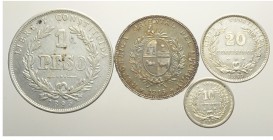 Uruguay Lot

Uruguay, Lotto di 4 monete 1877-1916, segnaliamo: 50 Centesimos 1916 (ba) KM-22 cleaned BB-SPL, 20 Centesimos 1877 A KM-15 cleaned SPL,...