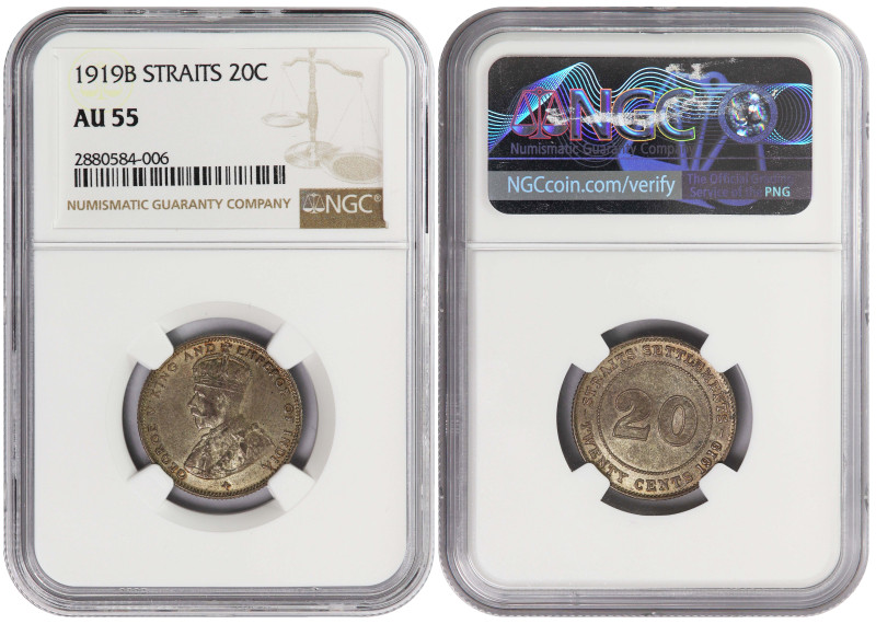 Straits Settlements 20 Cents 1919. NGC AU-55

KM-30a; Silver; 1 year sub-type....